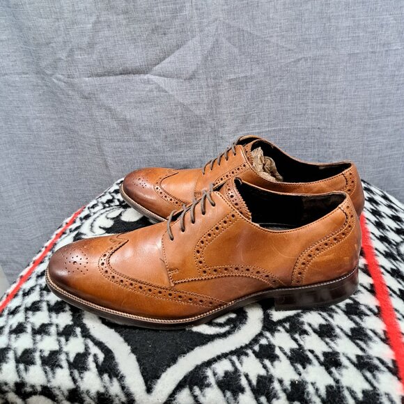%Size 11 M Men Cole Haan Benton Wingtip Oxfords II British Tan Leather / D10